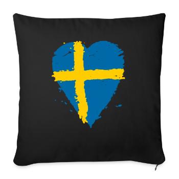 Sweden flag heart - Sofa pillow with filling 45cm x 45cm - black - Front
