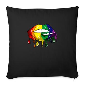 LGBT Lips Merch - Coussin et housse de 45 x 45 cm - noir - Devant