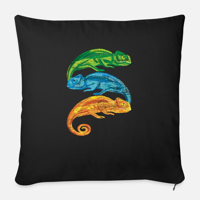 Chamäleon Retro - Sofakissen mit Füllung 45 x 45 cm - Schwarz