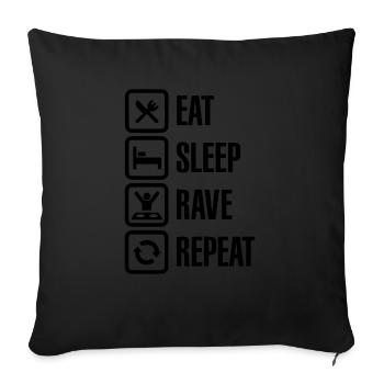 Eat Sleep Rave Repeat - Coussin et housse de 45 x 45 cm - noir - Devant