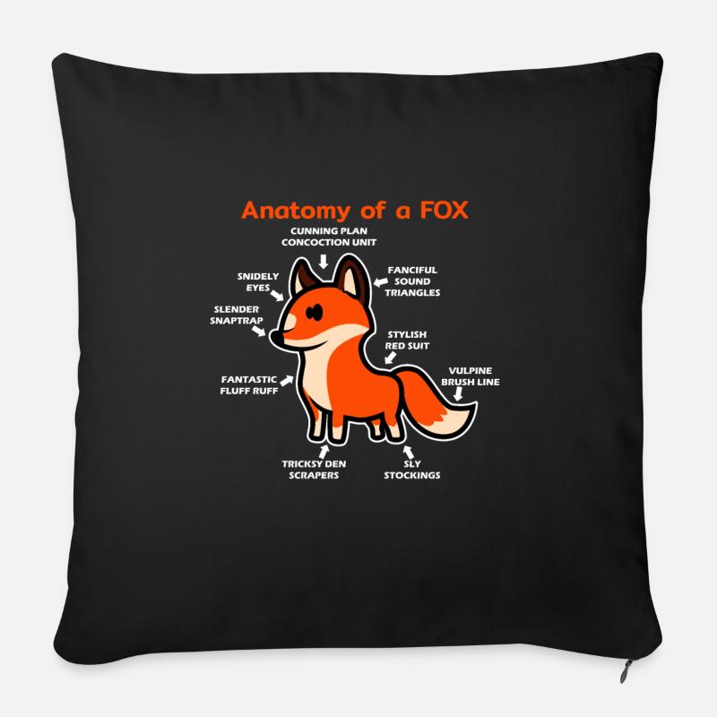 Anatomie eines Fuchs - Sofakissen mit Füllung 45 x 45 cm - Schwarz