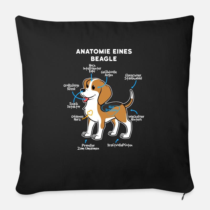 Anatomie Eines Beagle - Sofakissen mit Füllung 45 x 45 cm - Schwarz