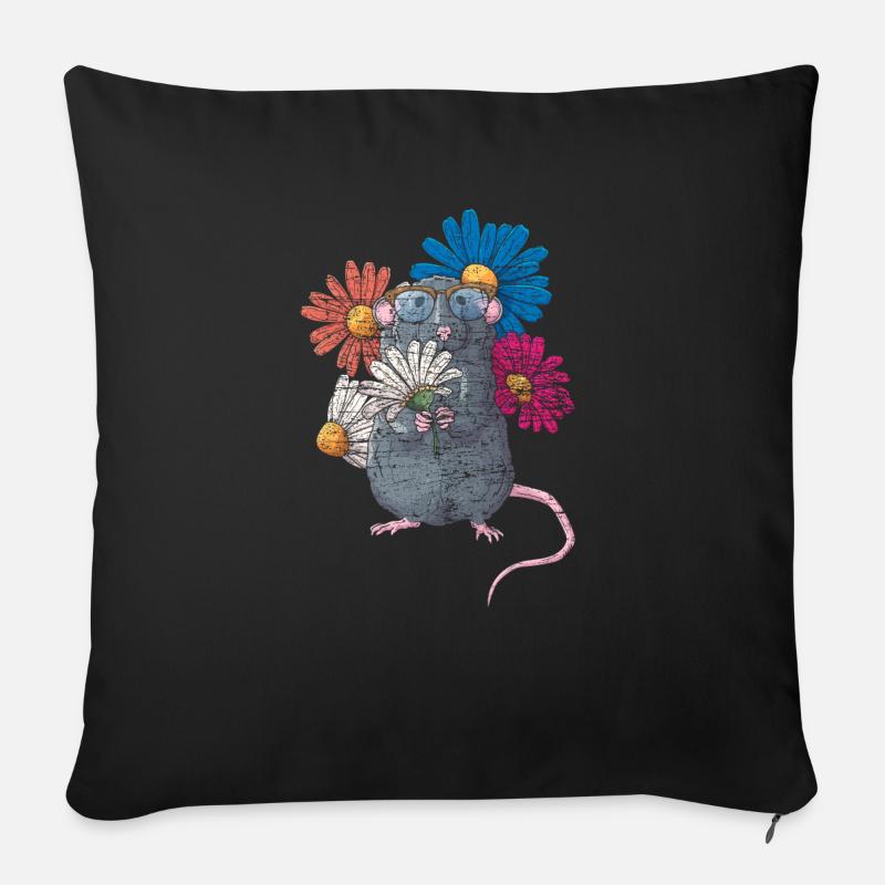 Ratte Nager - Sofakissen mit Füllung 45 x 45 cm - Schwarz