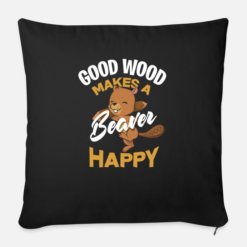 Castor heureux - Coussin et housse de 45 x 45 cm - noir