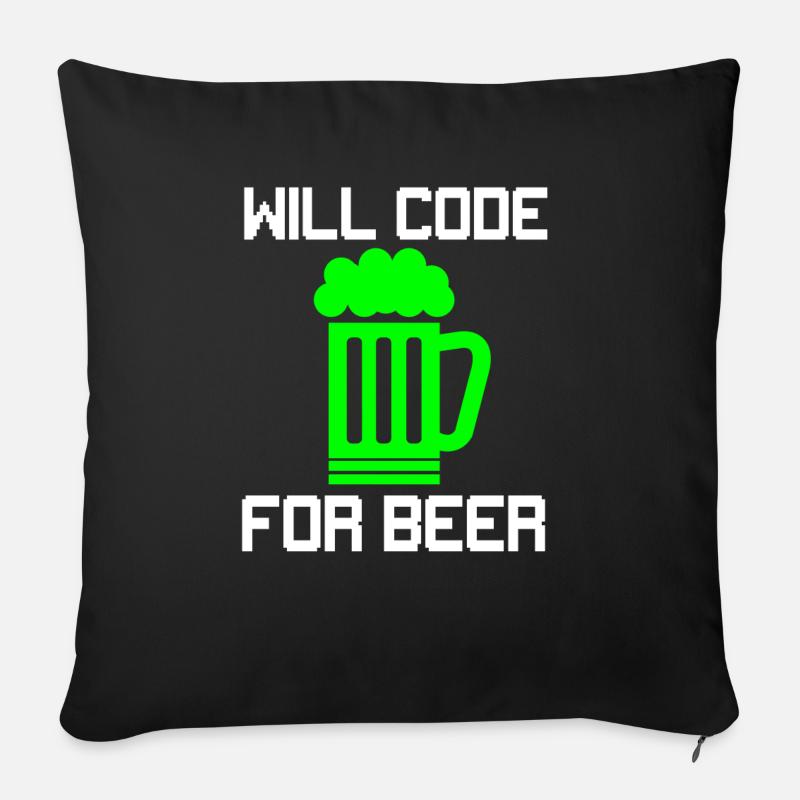 Code de la bière, T-shirt drôle de programmeur - Coussin et housse de 45 x 45 cm - noir