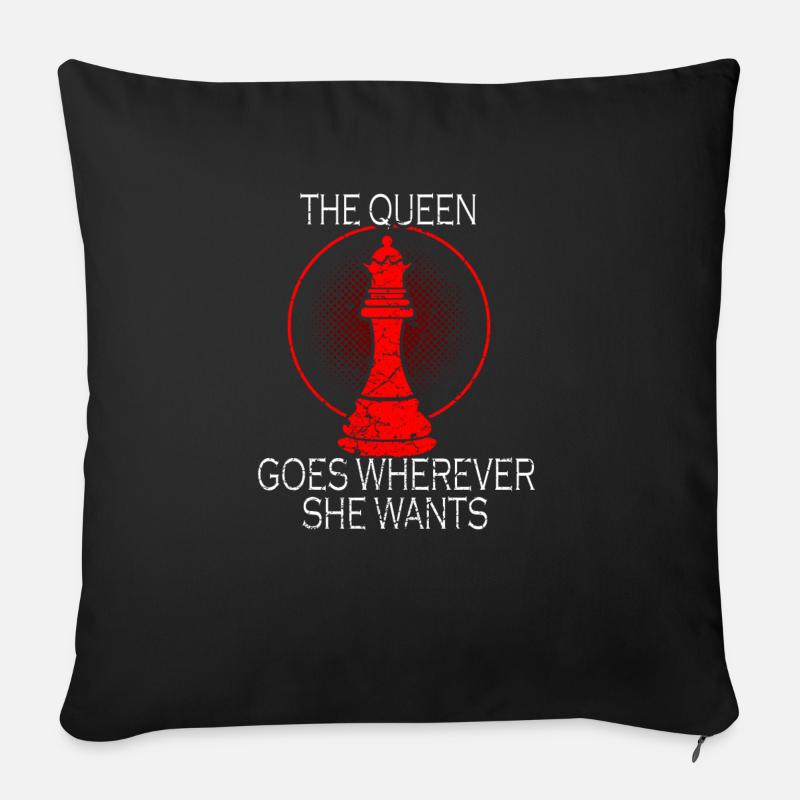 Schach Dame Königin - Sofakissen mit Füllung 45 x 45 cm - Schwarz
