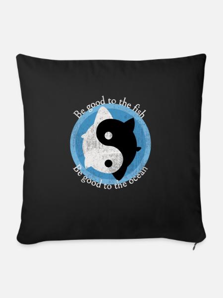 Fische umwelt - Sofakissen mit Füllung 45 x 45 cm - Schwarz