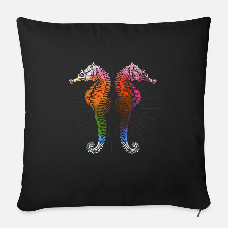 Seepferdchen - Sofakissen mit Füllung 45 x 45 cm - Schwarz