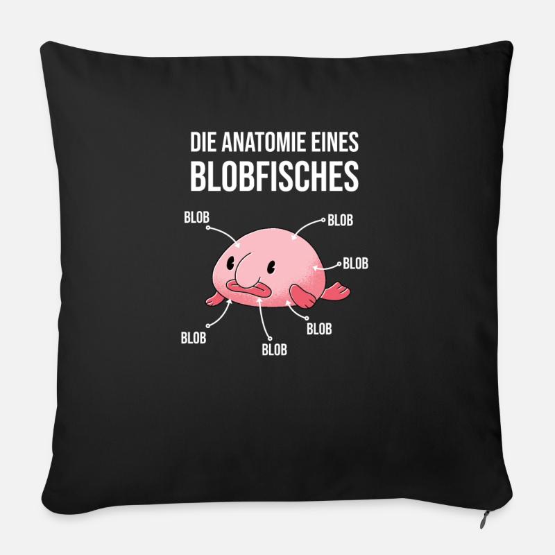 Anatomie eines Blobfisches Blobfisch Lustig - Sofakissen mit Füllung 45 x 45 cm - Schwarz