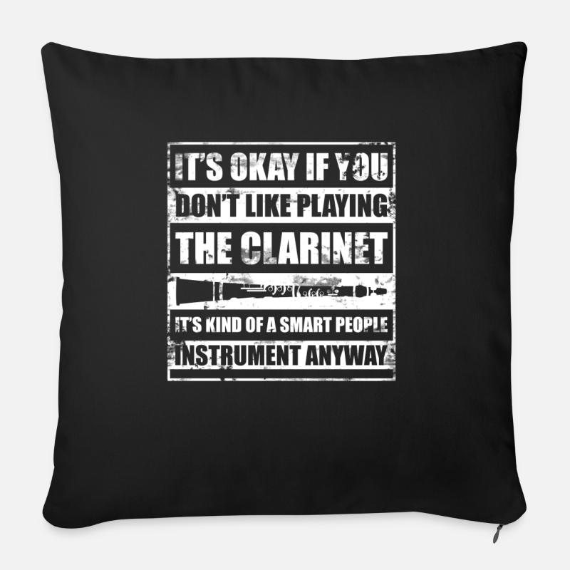 clarinet - Sofa pillow with filling 45cm x 45cm - black