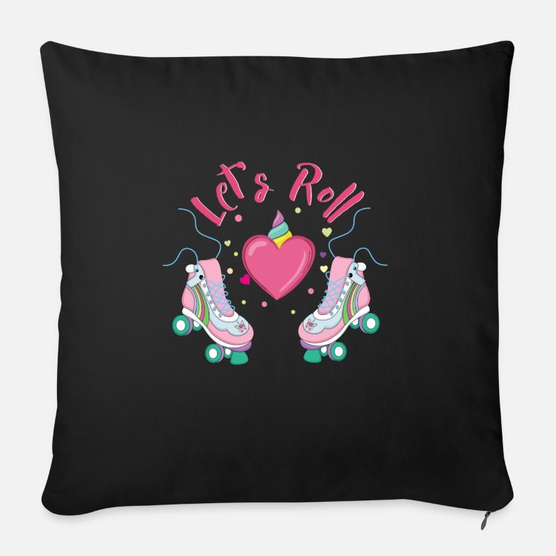 Rollschuh Mädchen - Sofakissen mit Füllung 45 x 45 cm - Schwarz