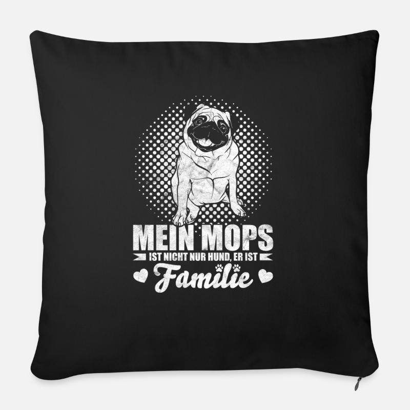Mops Hund - Sofakissen mit Füllung 45 x 45 cm - Schwarz