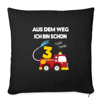 Feuerwehr Auto 3 Jahre alt Kindergeburtstag Junge - Sofakissen mit Füllung 45 x 45 cm - Schwarz - Vorne
