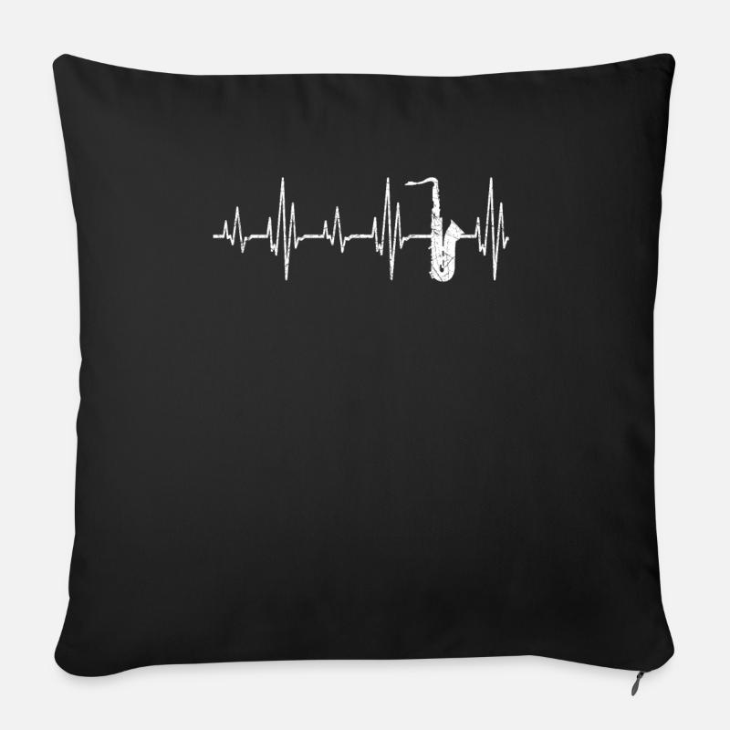 Saxophon Herz - Sofakissen mit Füllung 45 x 45 cm - Schwarz