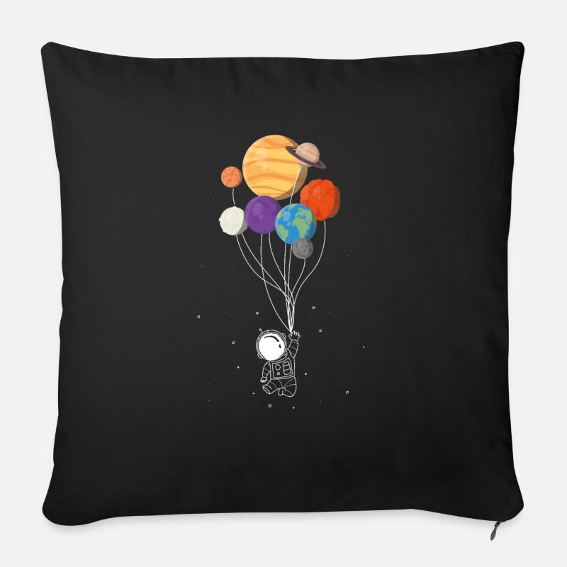 Astronaute avec ballons du système solaire nerd physique - Coussin et housse de 45 x 45 cm - noir