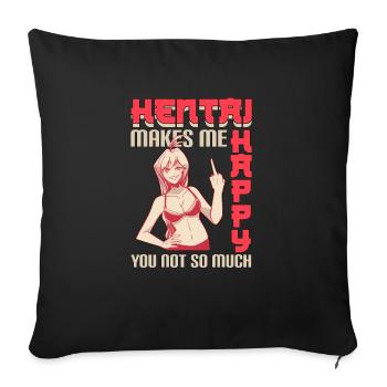 Hentai Ahegao Lewd Anime Manga Geschenk - Sofakissen mit Füllung 45 x 45 cm - Schwarz - Vorne