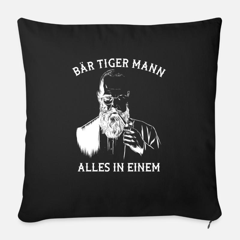 Bart Vollbart Schnurrbart Bärtig Bär Tiger Mann - Sofakissen mit Füllung 45 x 45 cm - Schwarz