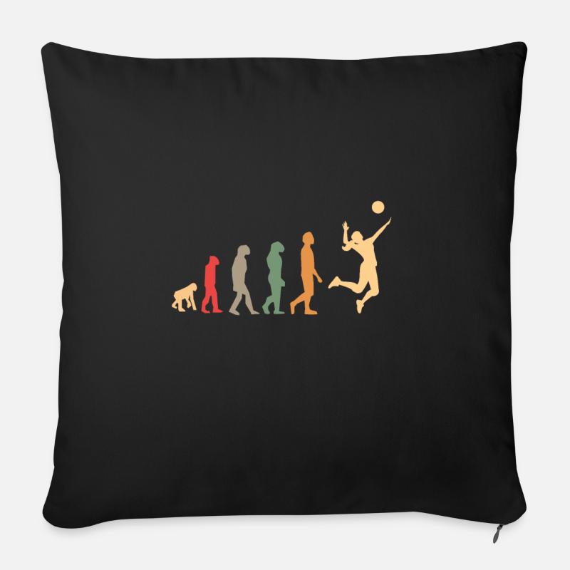 Sportif de volley-ball rétro vintage, en évolution - Coussin et housse de 45 x 45 cm - noir