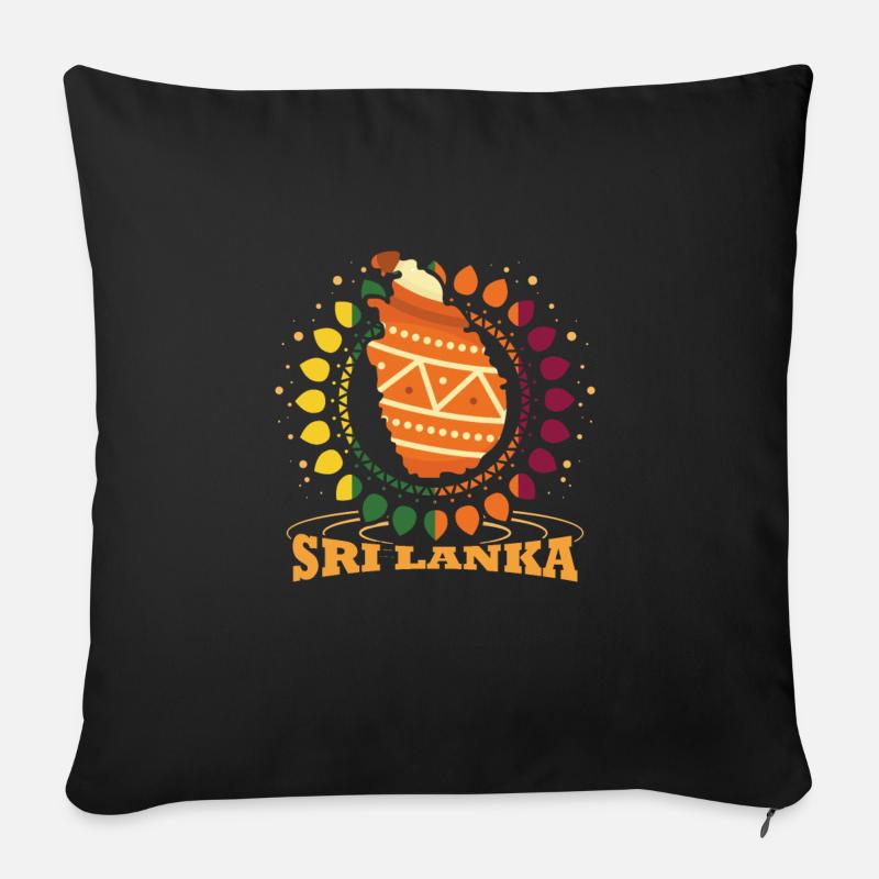 Sri Lanka - Coussin et housse de 45 x 45 cm - noir