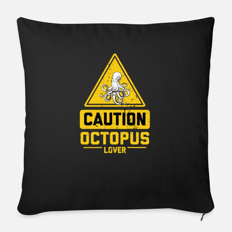 ATTENTION Amant de poulpe - Coussin et housse de 45 x 45 cm - noir