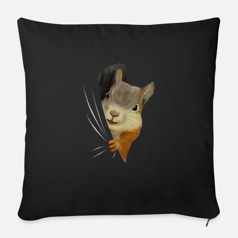 Eichhörnchen Eichkätzchen Eichhörnchenliebhaber - Sofakissen mit Füllung 45 x 45 cm - Schwarz