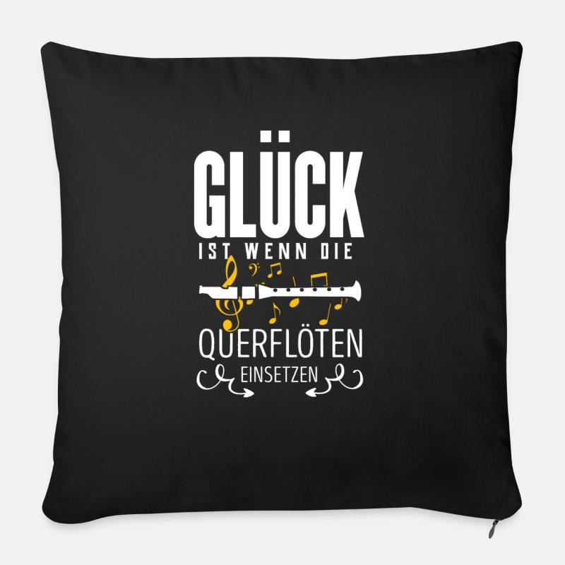 Querflöte - Sofakissen mit Füllung 45 x 45 cm - Schwarz