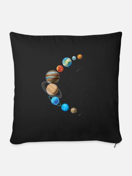 Sonnensystem in Sichelform - Sofakissen mit Füllung 45 x 45 cm - Schwarz
