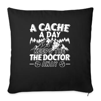 A Cach a Day Geochaching Geochache Geocache - Coussin et housse de 45 x 45 cm - noir - Devant