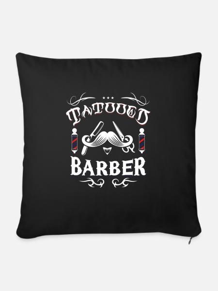 Tätowierter Barbier - Sofakissen mit Füllung 45 x 45 cm - Schwarz