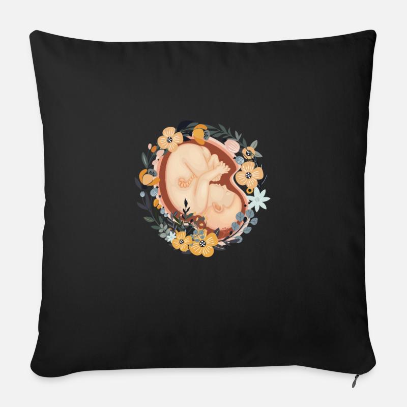 Blumenkind Schwangere Mutter Hebamme - Sofakissen mit Füllung 45 x 45 cm - Schwarz