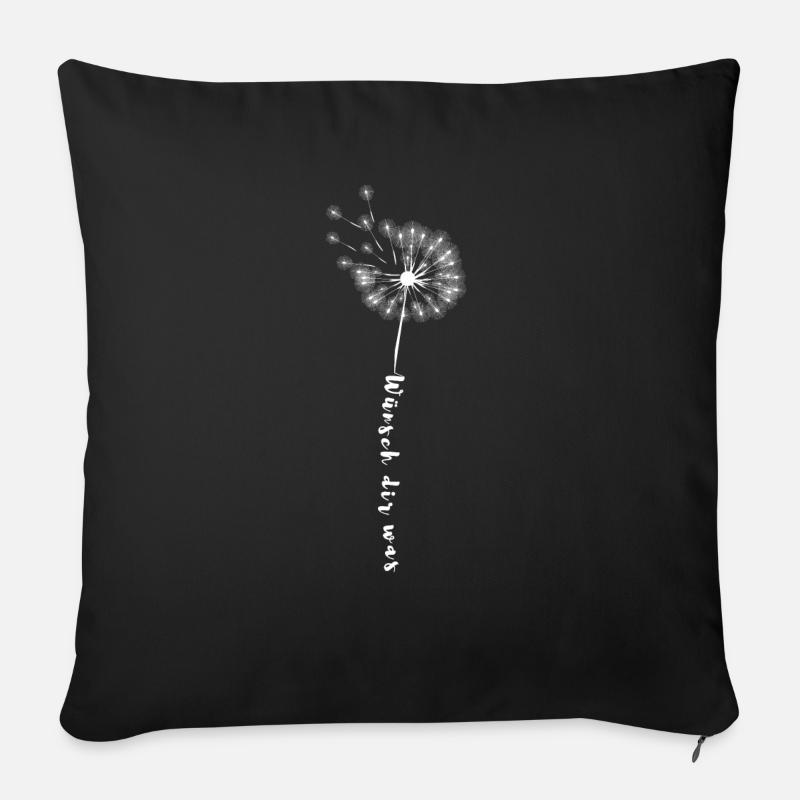 Pusteblume Wünsch dir was Löwenzahn Geschenk - Sofakissen mit Füllung 45 x 45 cm - Schwarz