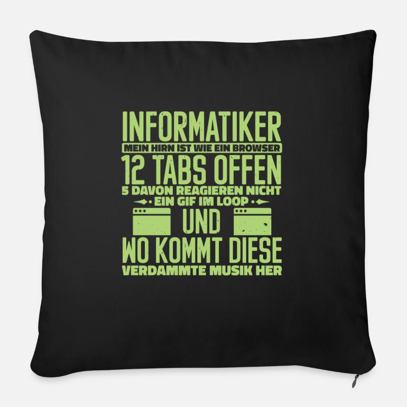 Informatiker 12 Tabs Offen - Sofakissen mit Füllung 45 x 45 cm - Schwarz