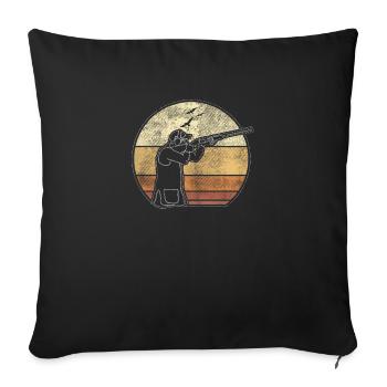 Clay pigeon shooting saying throwing disc gift - Sofa pillow with filling 45cm x 45cm - black - Front