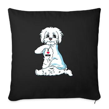 I Love Mom Maltese Mama Dog Owner Gift - Sofa pillow with filling 45cm x 45cm - black - Front