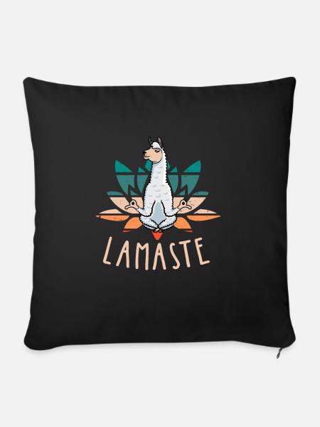 Lamaste Lama Meditation - Sofakissen mit Füllung 45 x 45 cm - Schwarz