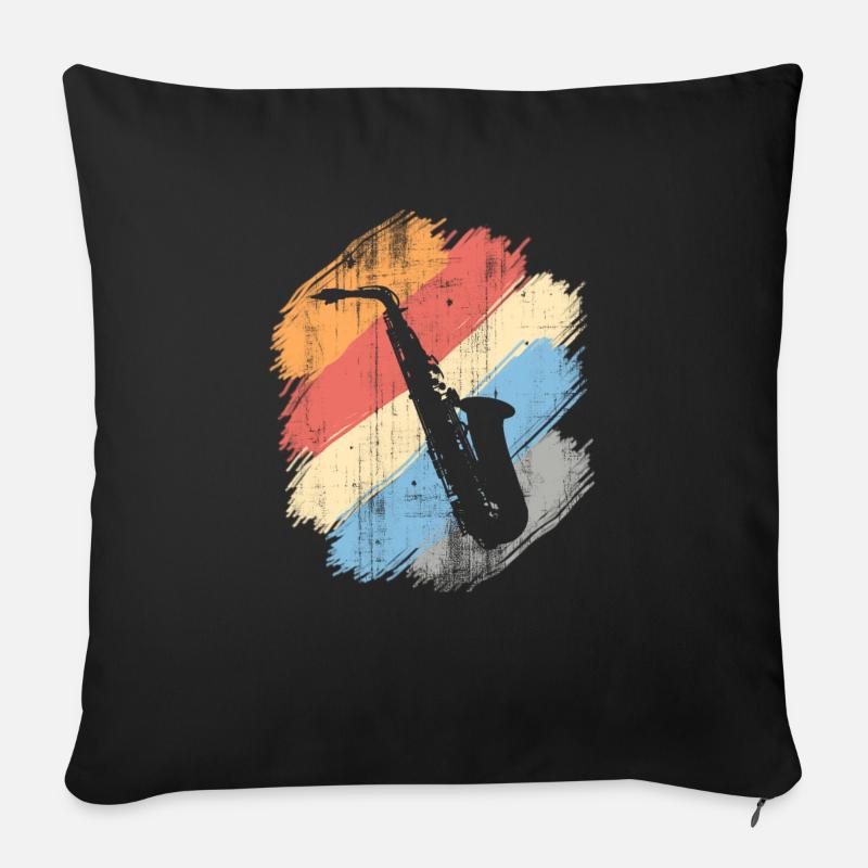 Saxophon - Sofakissen mit Füllung 45 x 45 cm - Schwarz