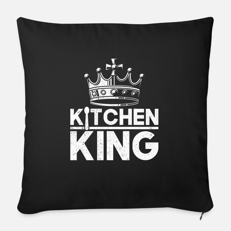 Cuisine King Hobby Chef Funny Chef Gift Man - Coussin et housse de 45 x 45 cm - noir