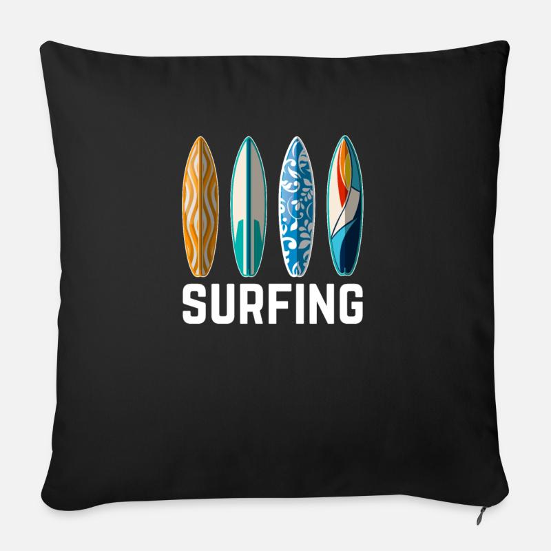 Surfen - Sofakissen mit Füllung 45 x 45 cm - Schwarz