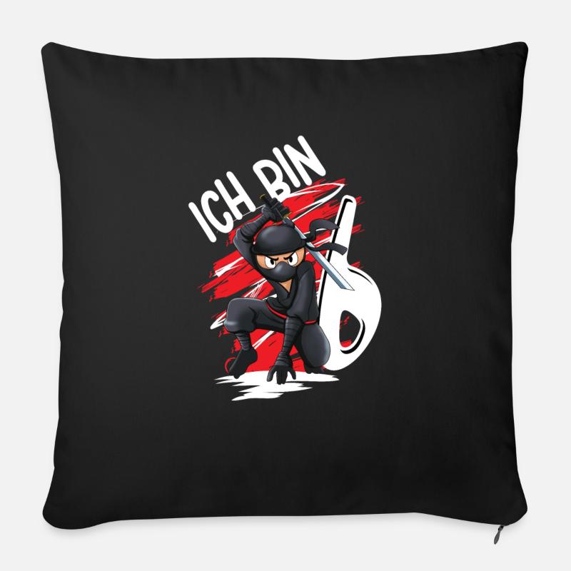6. Geburtstag Junge Ninja Ich bin 6 - Sofakissen mit Füllung 45 x 45 cm - Schwarz