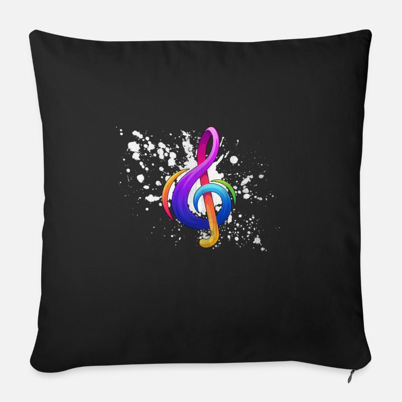 note musicale - Coussin et housse de 45 x 45 cm - noir