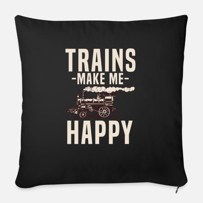 Les trains - Coussin et housse de 45 x 45 cm - noir