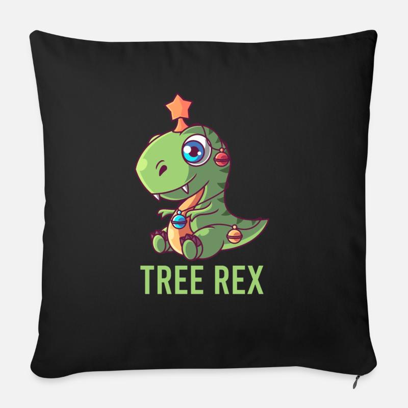 Sweet Tree Rex T-Rex Santa Claus Gift Light - Coussin et housse de 45 x 45 cm - noir