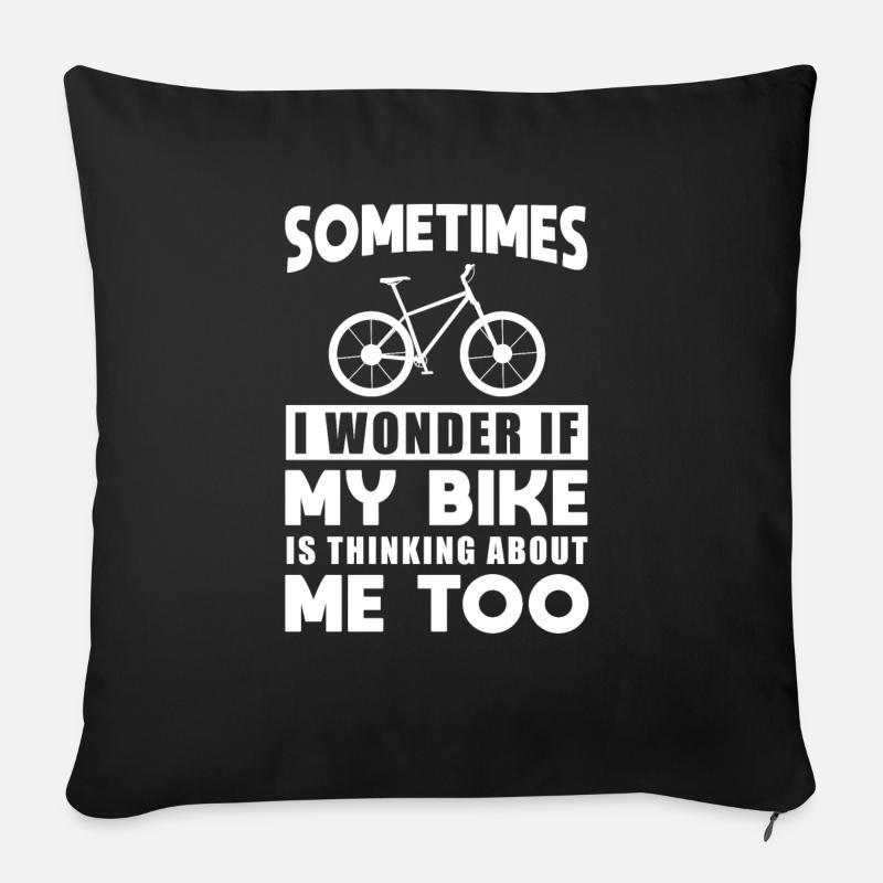Parfois, je me demande si mon vélo pense à moi - Coussin et housse de 45 x 45 cm - noir