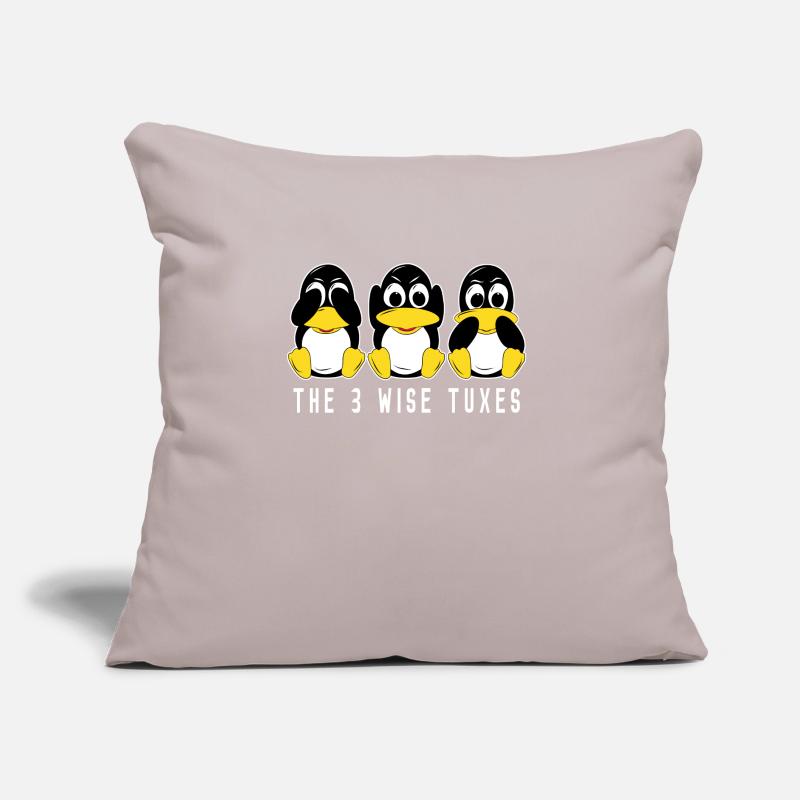 3 Linux penguins hear see speak computer scientists Sofa pillow with filling 45cm x 45cm
