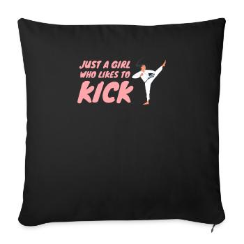 Juste une fille qui aime donner un coup de pied au karaté Taekwondo MMA - Coussin et housse de 45 x 45 cm - noir - Devant