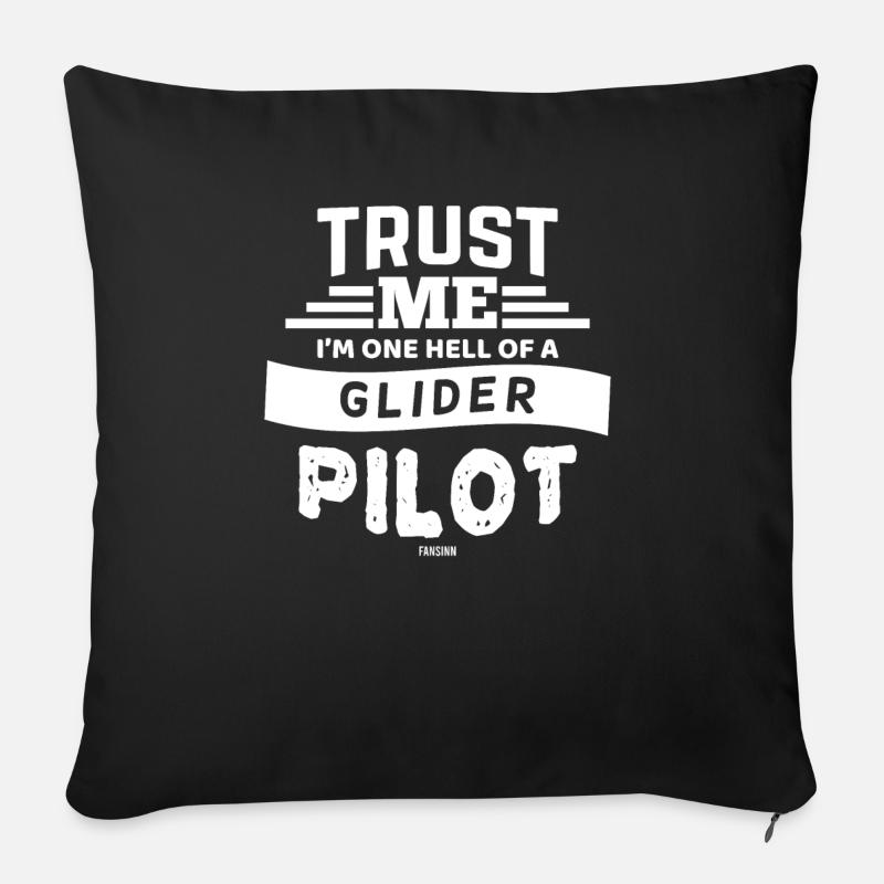 Glider glider pilot - Sofa pillow with filling 45cm x 45cm - black