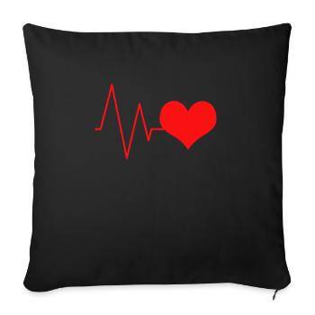 Herz Heartbeat Heart Beat Red Beau cadeau de coeur - Coussin et housse de 45 x 45 cm - noir - Devant