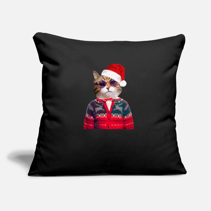 Chat dans le pull de Noël laid Coussin et housse de 45 x 45 cm