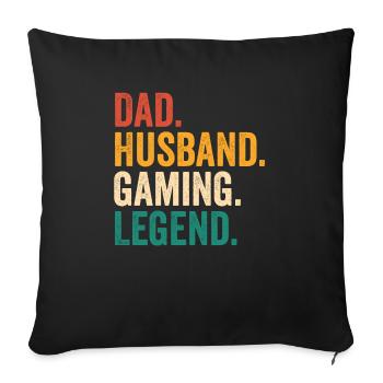 Gamer Papa Mari Jeux Vidéo Fête des Pères Gesc - Coussin et housse de 45 x 45 cm - noir - Devant