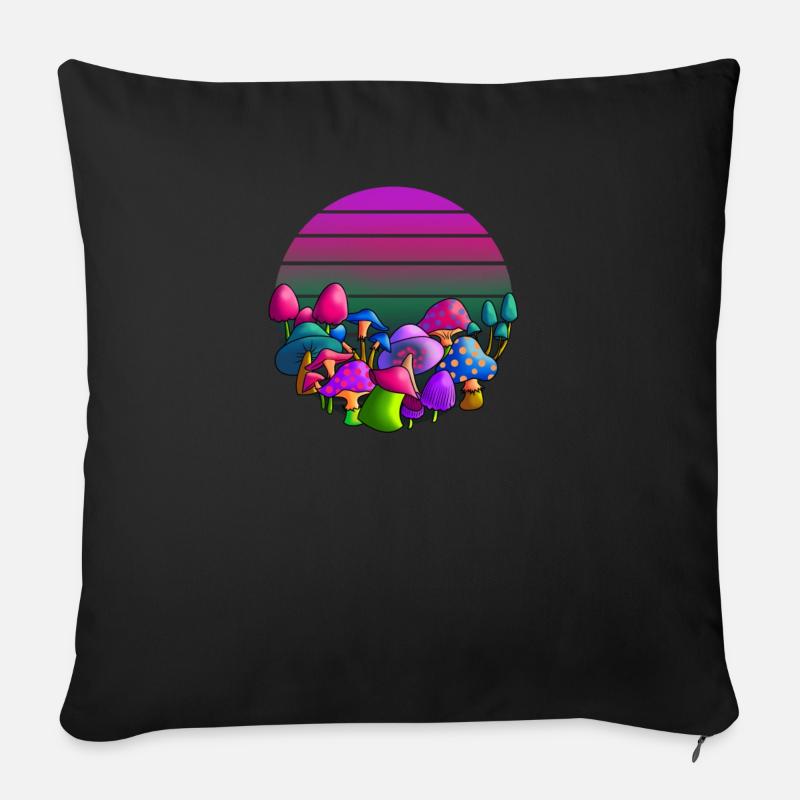 Champignon Champignon Accepté Défi Cache-cache - Coussin et housse de 45 x 45 cm - noir